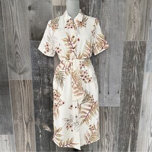 RW & CO. Short Sleeve Linen Blend Floral Print Dress